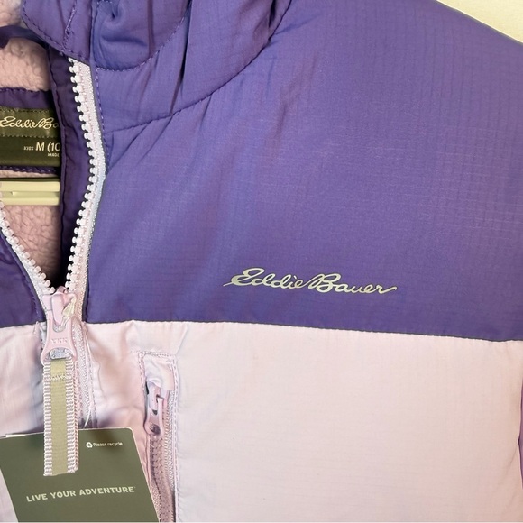 Eddie Bauer Kids Two-Tone Purple Puffer Dawn Jacket Medium Outdoor Winter Cozy - Picture 7 of 16
